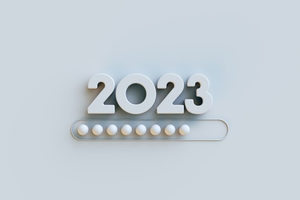 2023年新年贺卡与加载进度条的概念图片下载