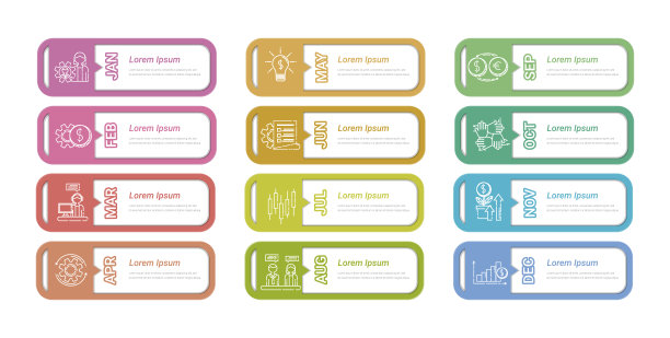 演示12个月的业务信息图表模板图片下载
