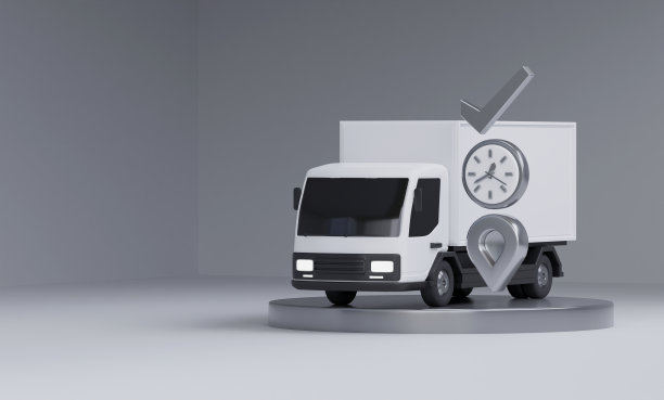 白色卡车运送和运输服务，3d渲染图片下载