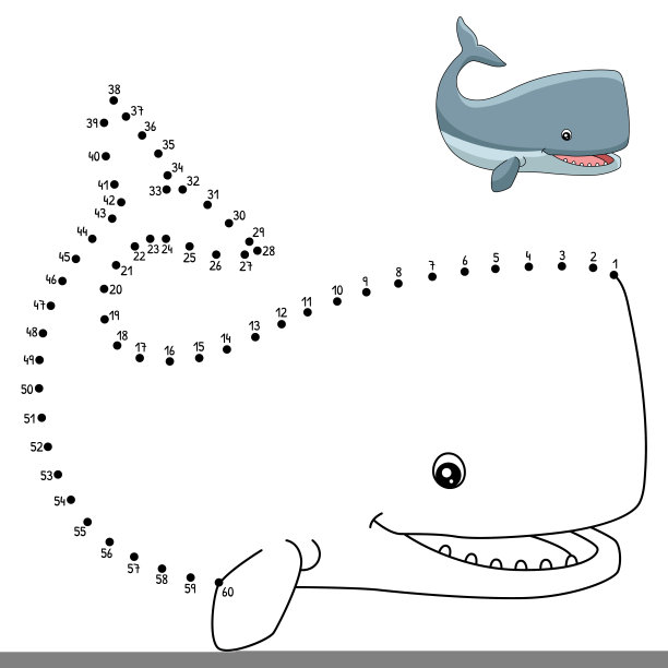 点对点抹香鲸儿童着色页图片下载