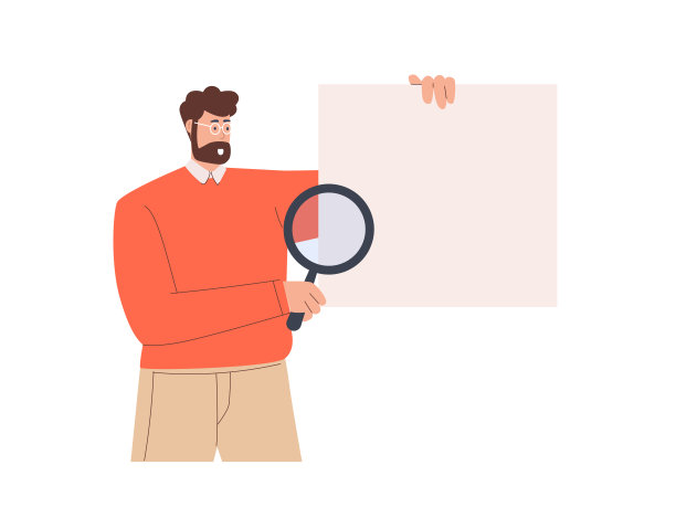 男子展示或手持空白板用放大镜分析图片下载