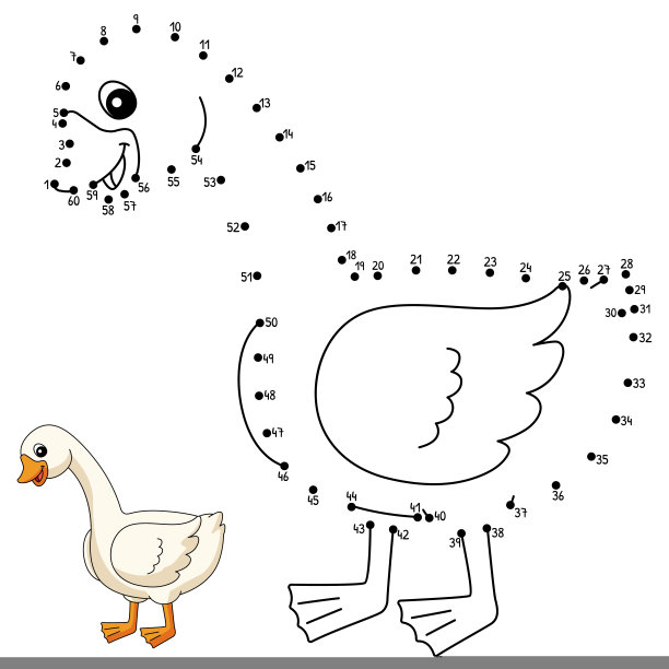 点对点鹅儿童着色页图片下载