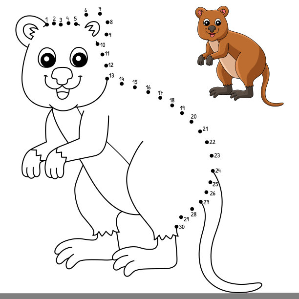 点对点矮袋鼠儿童动物着色页图片下载