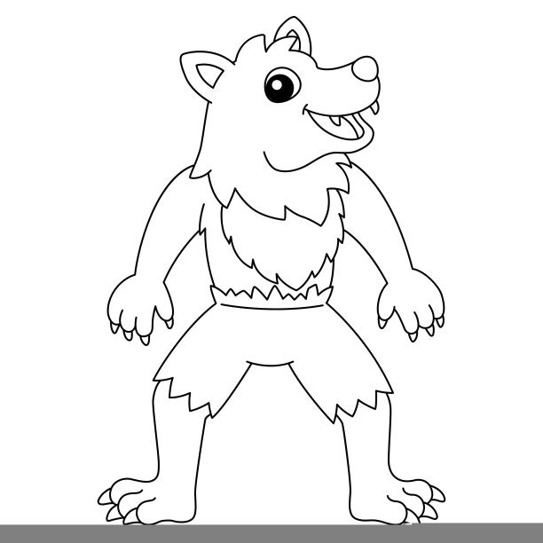 狼人万圣节儿童着色页隔离图片下载