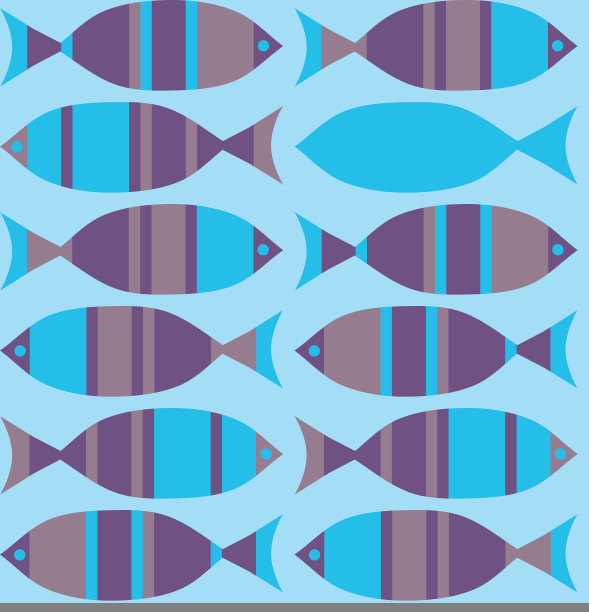 风格化的抽象装饰可爱的海鱼无缝模式图片下载