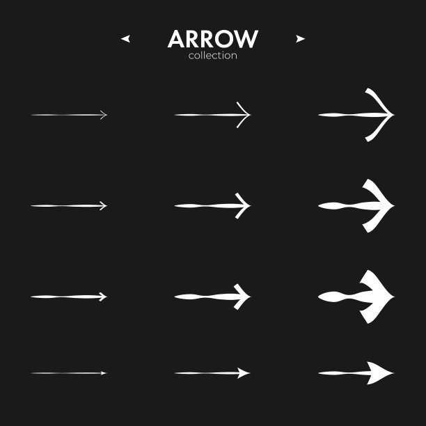线箭头图标设置。行图标集合。现代向量符号。图片下载