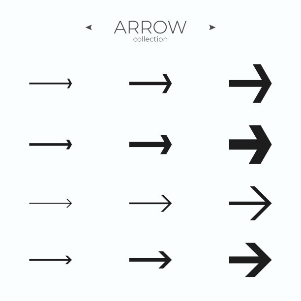 线箭头图标设置。行图标集合。现代向量符号。图片下载