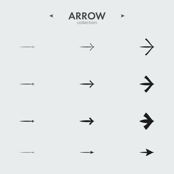 线箭头图标设置。行图标集合。现代向量符号。图片下载