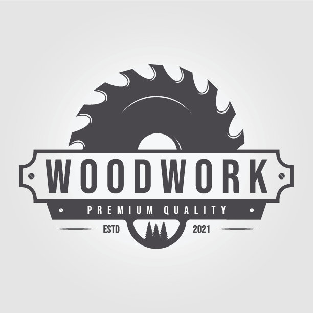 木锯标志矢量插画，木工概念的设计，手工制作的木制品，手工制作的木材和机器锯图片下载