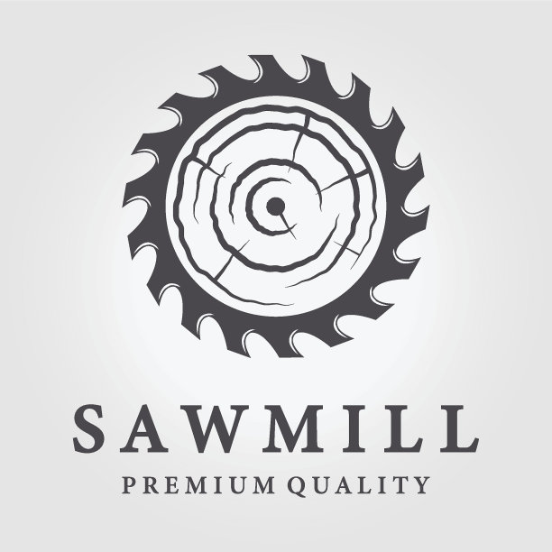 木锯标志Vintage，图解的链锯矢量，设计的锯概念木图片下载