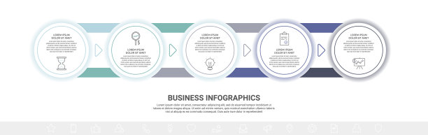 带有圆圈和箭头的矢量最小线信息图图片下载