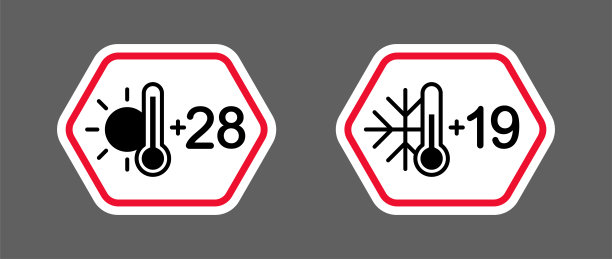 标签与室温，温暖与阳光和寒冷与雪花矢量插图图片下载