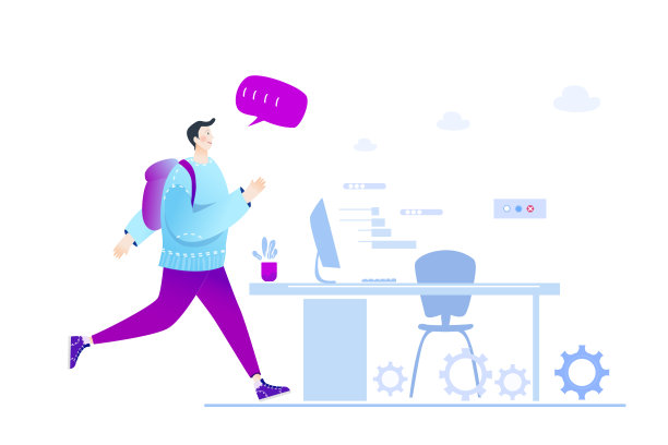 快乐有创造力的年轻职业男人在工作中奔跑。图片下载