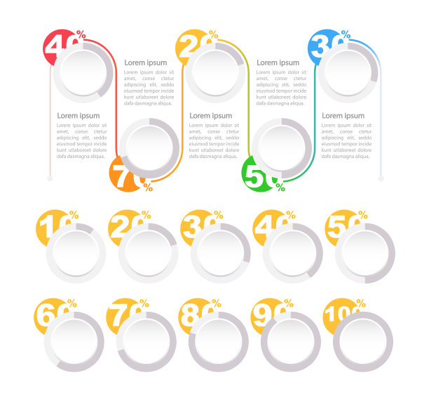 圆百分比信息图图表设计模板集图片下载