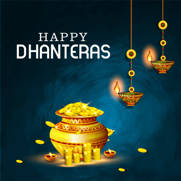 印度节日Happy Dhanteras的创意概念图片下载