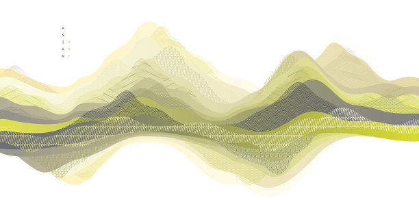 自然艺术东方日本风格的矢量抽象背景，山川地形景观，风景抽象。图片下载