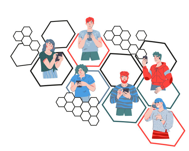 商业网络，平面卡通矢量插图孤立在白色。图片下载