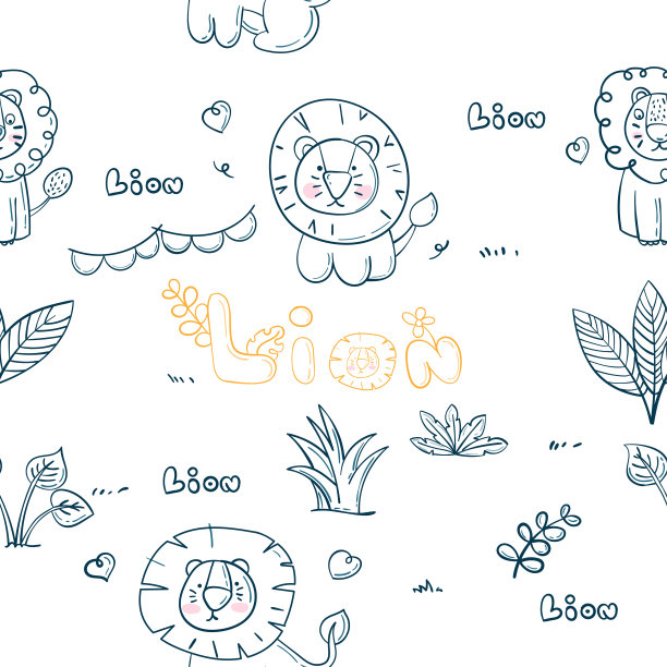 图案手绘狮子插图。图片下载