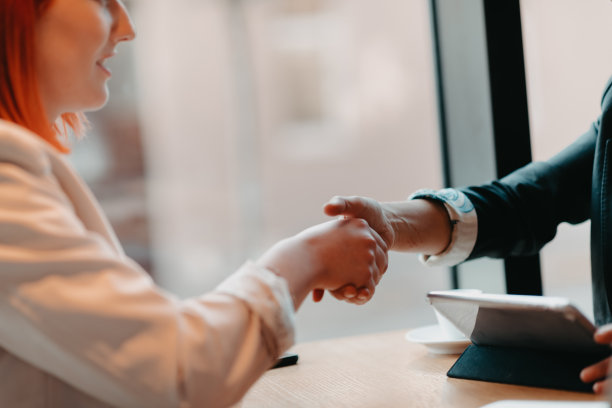 商业女性在安排生意时握手图片下载