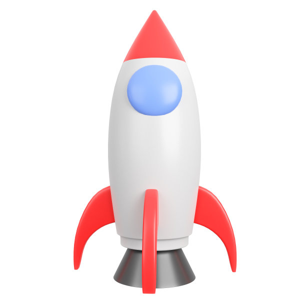 可爱的火箭3d渲染图标插图。图片下载