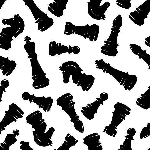 无缝模式与国际象棋数字。设计装饰元素，海报，横幅。矢量图图片下载