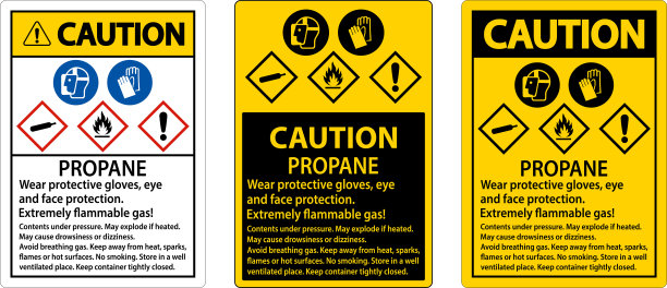 注意丙烷易燃气体PPE GHS标志图片下载