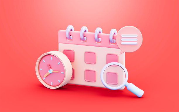 日历与时钟放大镜消息聊天标志3d插图图片下载