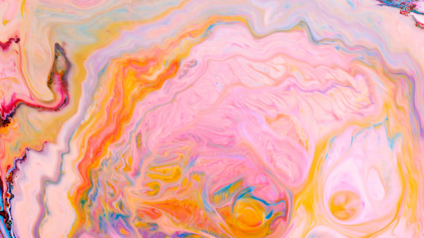 彩色抽象流体艺术绘画。抽象背景与彩色斑点和污渍的液体。网页横幅的时髦墙纸图片下载