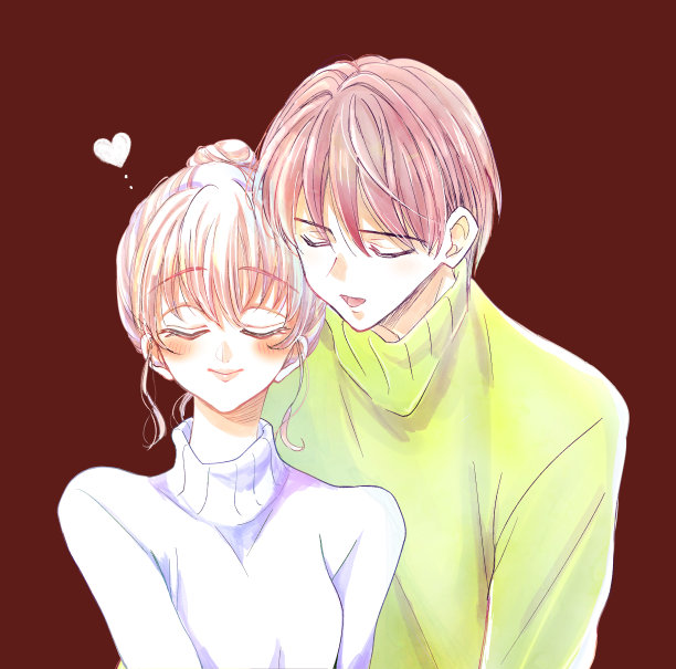 男人和女人依偎在一起的插图图片下载