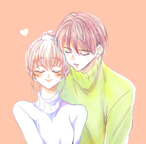 男人和女人依偎在一起的插图图片下载