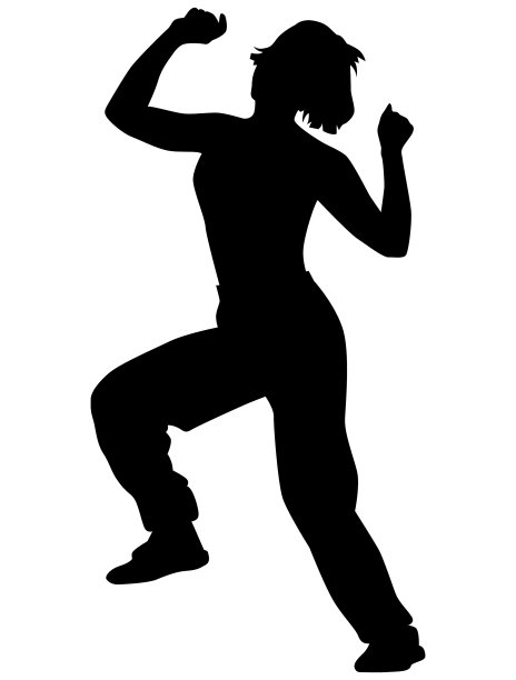 黑白矢量女性剪影，跳跃的人，活动和欢乐图片下载