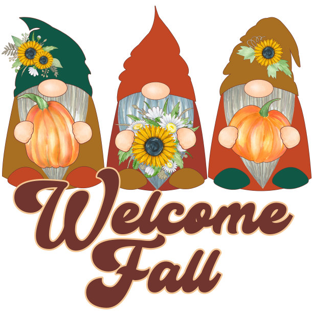 欢迎秋季侏儒插画。秋天升华设计图片下载