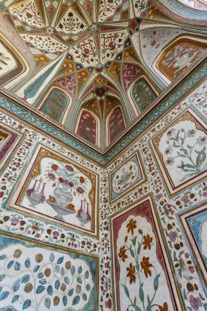 装饰丰富的琥珀堡，斋浦尔，拉贾斯坦邦，印度，亚洲图片下载