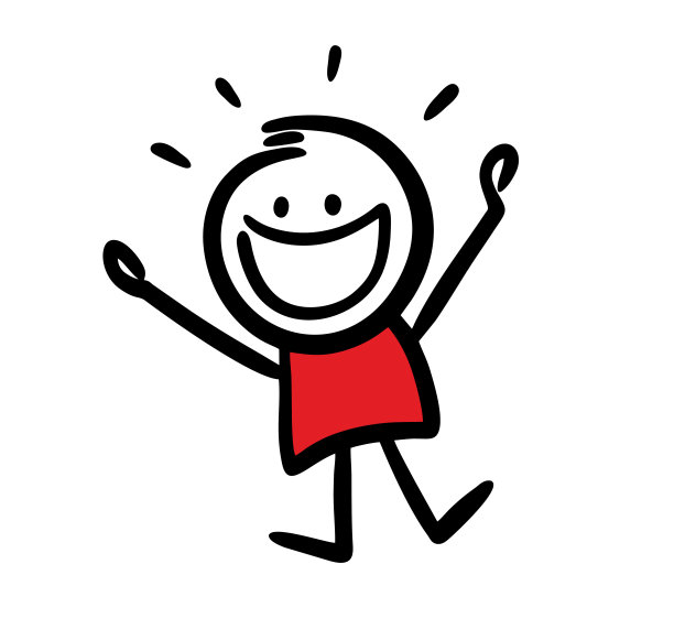 涂鸦人物带着快乐的脸跳跃和欢呼。图片下载