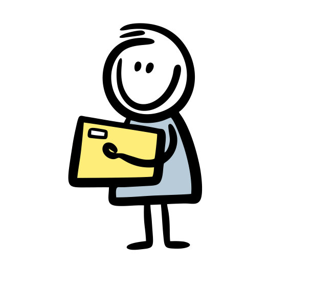 快递员带来的包裹或信件素描手绘。图片下载