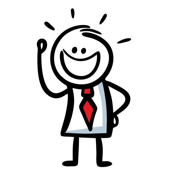 快乐的商人炫耀他的成功。矢量艺术。图片下载