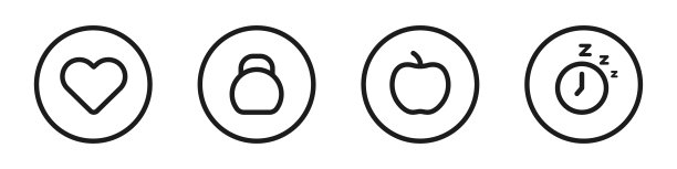 健康的生活方式的图标。健康的心脏，运动，营养和睡眠。矢量图图片下载