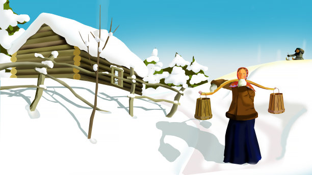 俄罗斯村庄里童话般的冬日图片下载