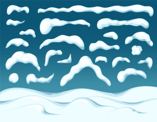 雪帽，雪球，雪堆。冬天的装饰。矢量图图片下载