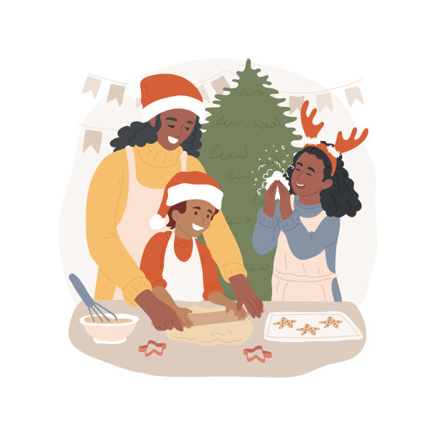 圣诞烘焙孤立卡通矢量插图。图片下载