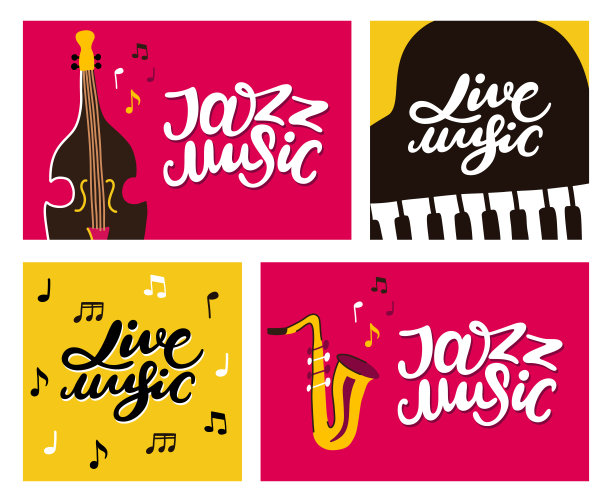 爵士和现场音乐节的布景海报图片下载