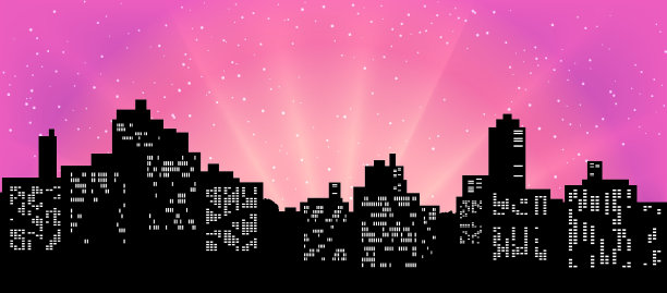 城市景观的黑色剪影。图片下载