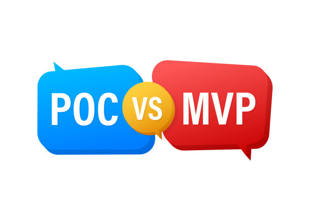 MVP vs POC的标志。最小可行产品和POC。矢量插图。图片下载
