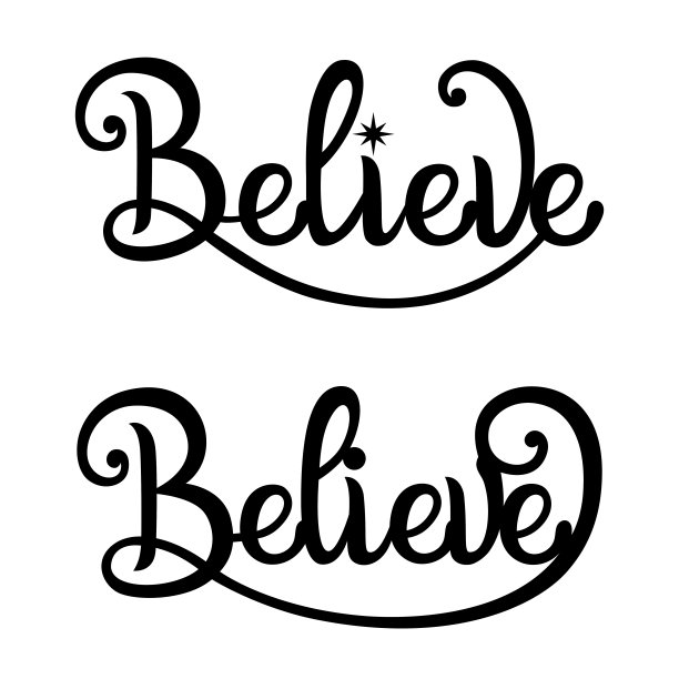 相信。圣诞节向量短语。孤立在白色的。用于明信片，横幅，窗户，墙壁装饰。图片下载