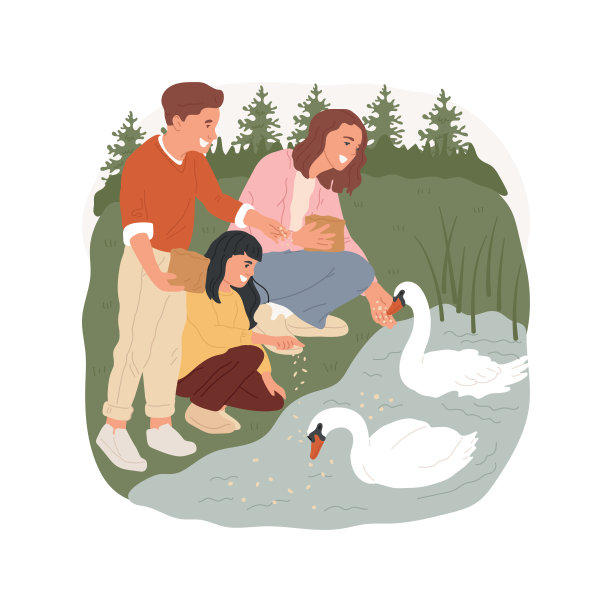 鸟类喂食孤立卡通矢量插图。图片下载