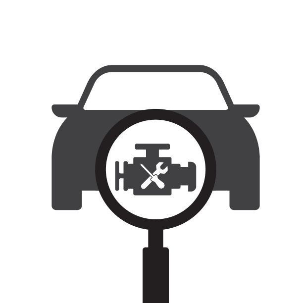 汽车发动机维修服务。可编辑矢量隔离在白色背景。图片下载