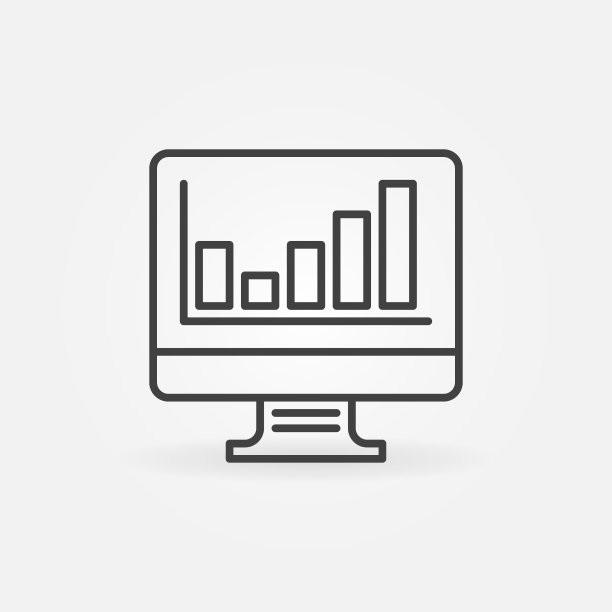 计算机显示柱状图矢量线性图标图片下载