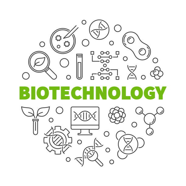 生物技术矢量圆插图在细线风格图片下载