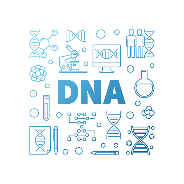 DNA矢量正方形蓝色现代轮廓插图图片下载