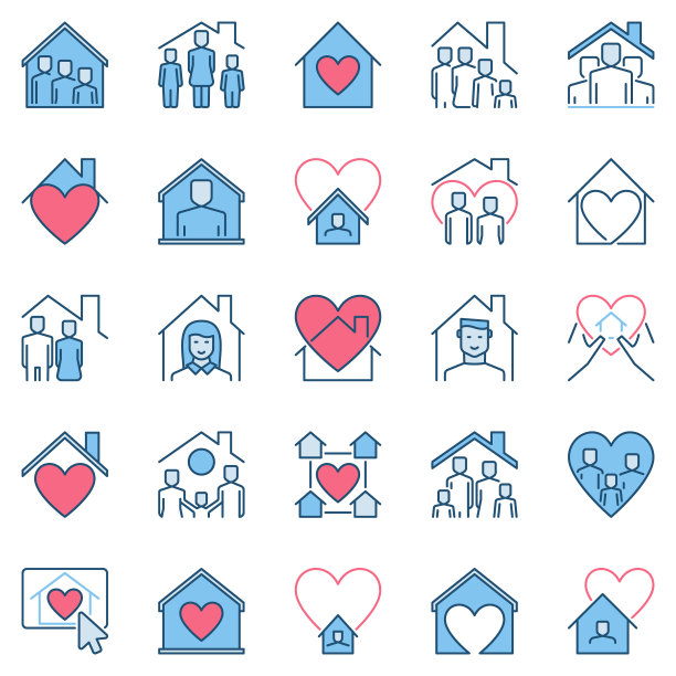 宅在家里的现代图标。“屋檐下的人”的标志图片下载